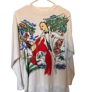 Vintage Eclipse by Brenda Lim Graphic T-Shirt Long Sleeve Rhinestone White OSFA